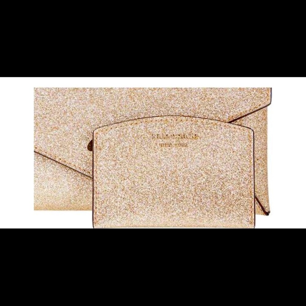 Kate Spade Gold Clutch with matching card holder.